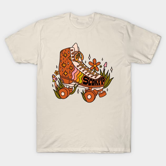 Scorpio Roller Skate T-Shirt by Doodle by Meg